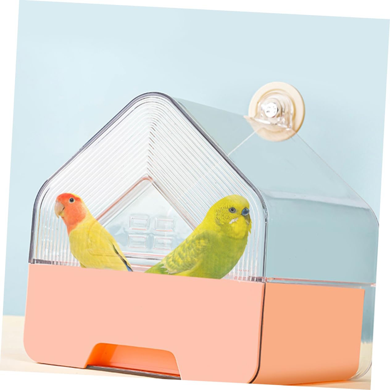 Supvox 2 Stück Vogelbadewanne zum Hängen Transparent mit Schublade Multifunktional als Vogelkäfig Duschbox für Sittiche Nymphensittiche und Kleine Papageien Baden und Füttern