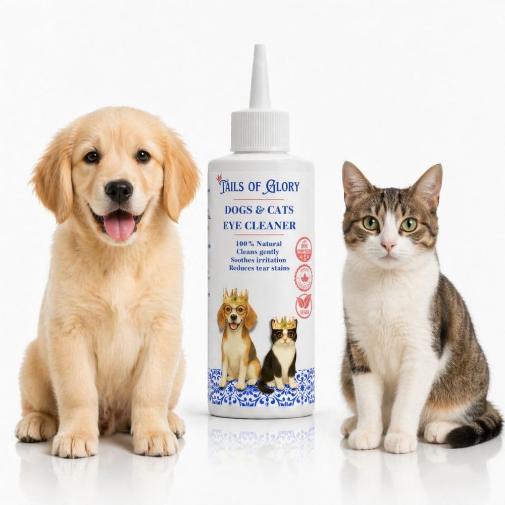 Tails of Glory Natural Eye Cleaner for Dogs and Cats 100ml | Dog Eye Cleaner, Tear Stain Remover for Dogs, Cat Tear Stain Remover, Pet Cleaner, Pet Stain Remover for Eye Care and Eye Health