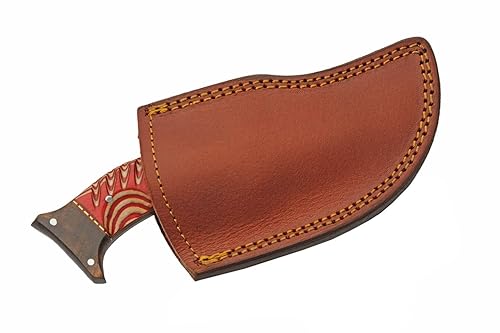 Miniatura 4 de SZCO Supplies DM-1333RD Cuchillo de caza y campamento de acero de Damasco con mango de madera torcida con funda, 7.5 pulgadas de largo, rojo