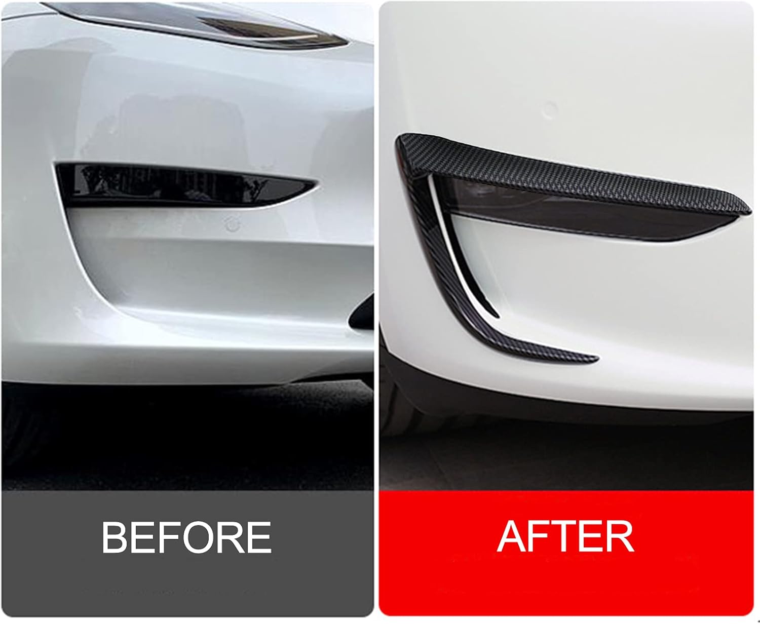 for Tesla Model Y Front Fog Light Trim Cover Fog Lamp Frame Blade Trim Eyebrow Spoiler for Tesla Model Y 2019 2020 2021 2022 2023 2024 (ABS Matte Carbon Fiber)