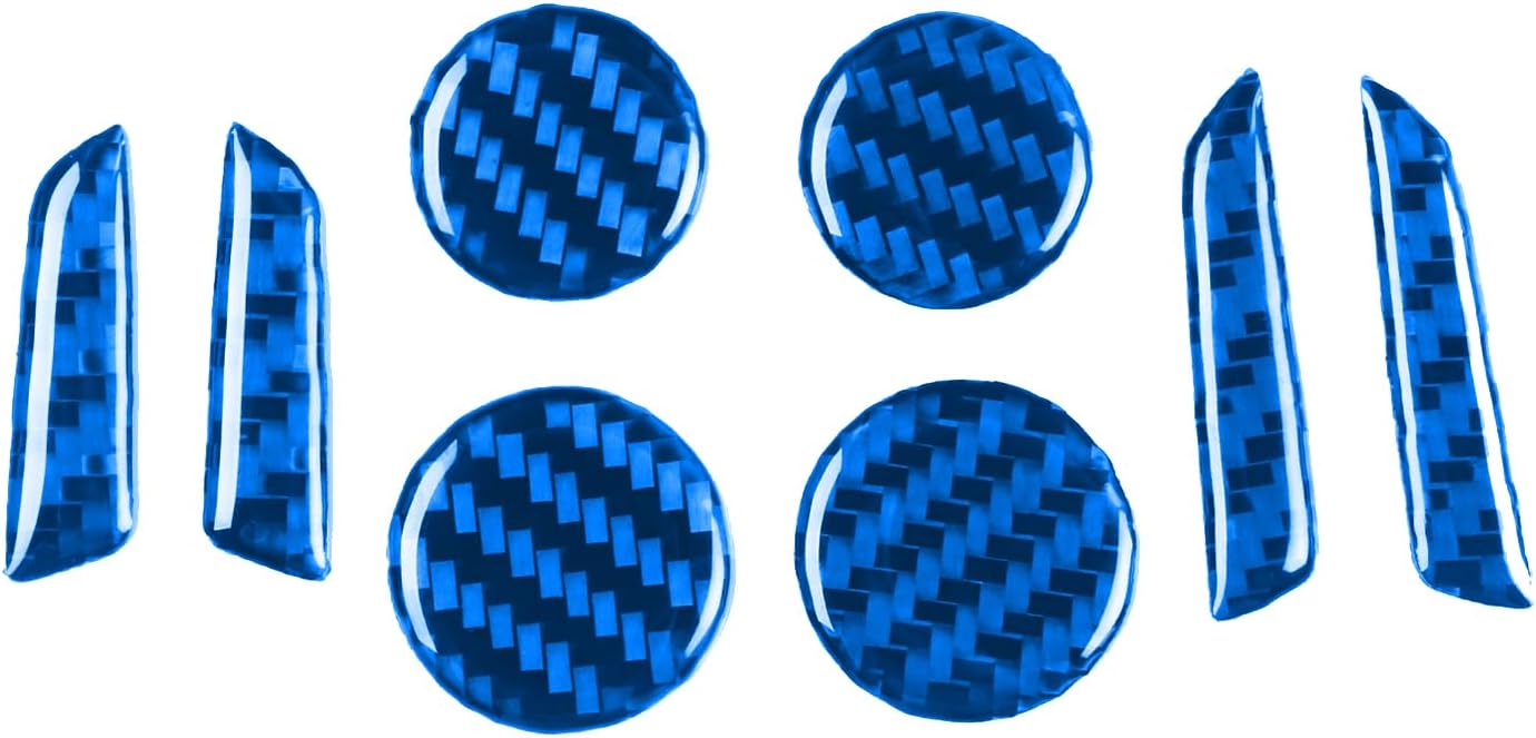 Car Seat Adjustment Controls Decoration Trim Real Carbon Fiber Sticker Compatible with Tesla Model Y 2020 2021 2022 2023 2024 2025 Model 3 2017-2022 Auto Interior Accessories Decals 8pcs Dark Blue