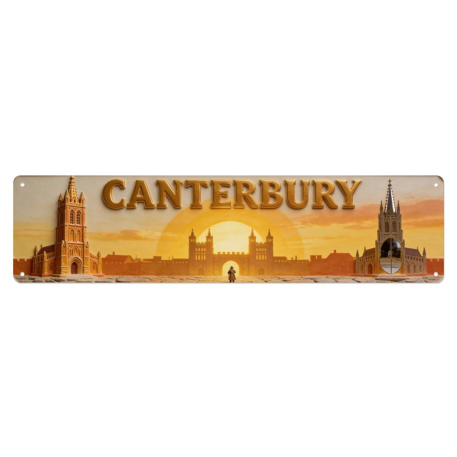Canterbury England Vintage Metal Tin Sign