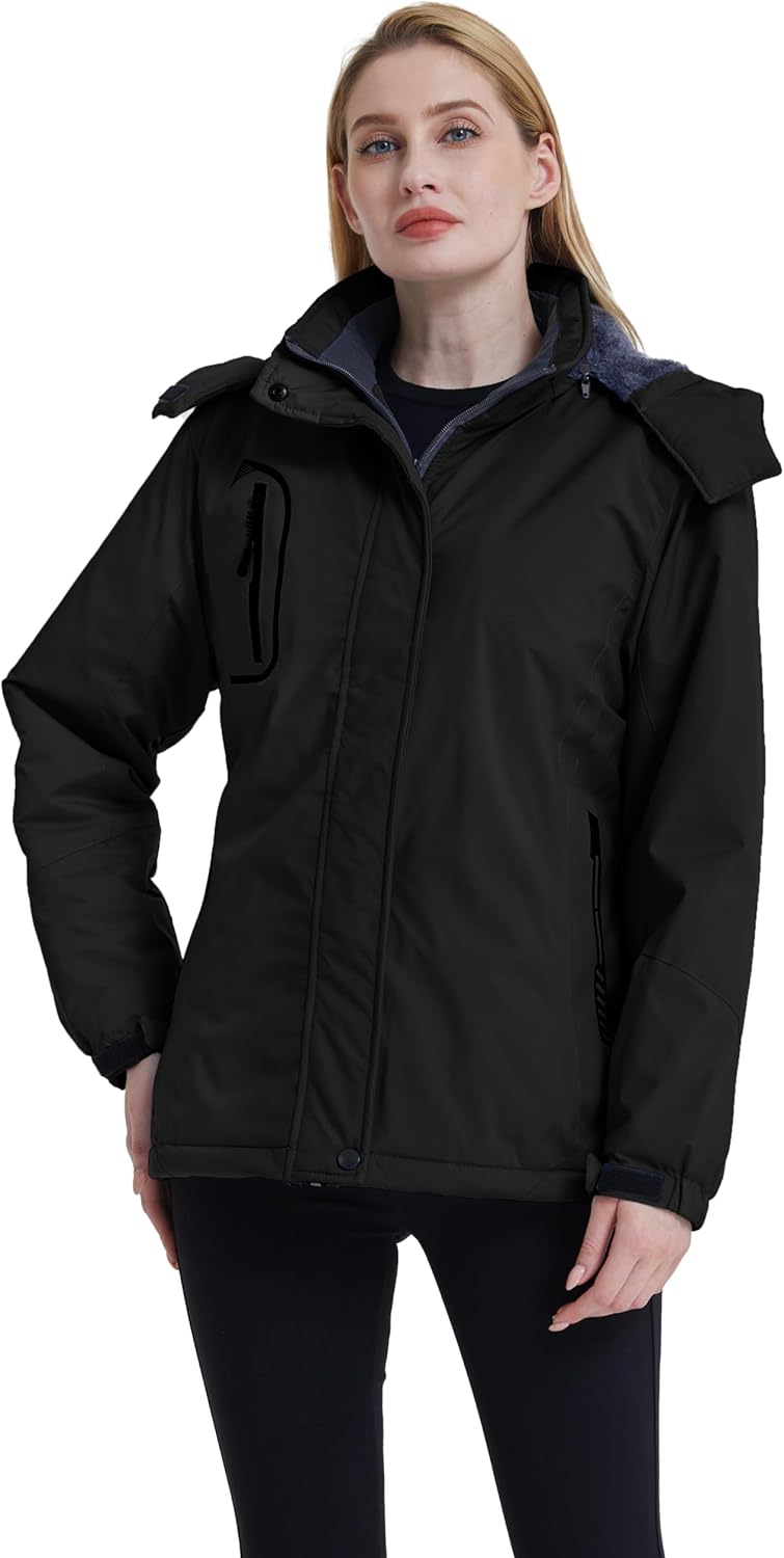 Skieer Women's Ski Jacket Waterproof Windproof Snowboard Jacket Warm Hooded Winter Coat