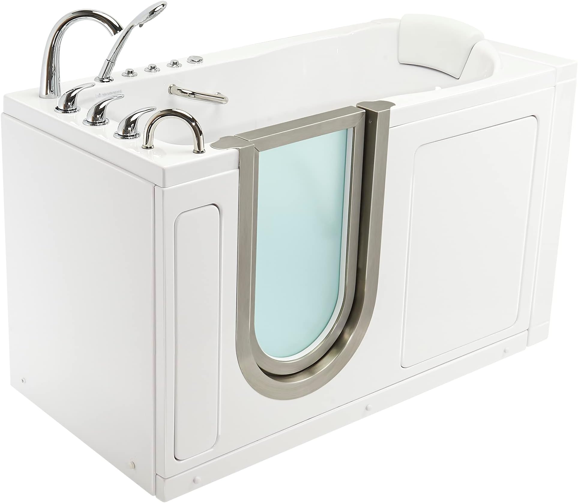 Ella's Bubbles 93057 Deluxe Air and Hydro Massage Acrylic Walk-in Bathtub with Left Inward Swing Door, Ella 5pc. Fast-Fill Faucet, Dual 2" Drains, 30"x 55", White