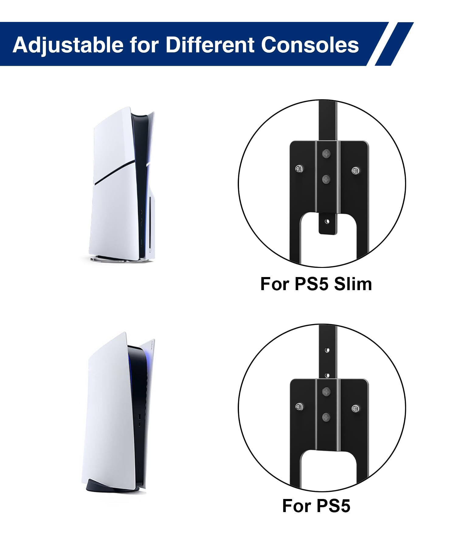 songsoso Soporte de pared para consola PS5: soporte negro para juegos para PlayStation 5 y 2 kits de soporte de controlador