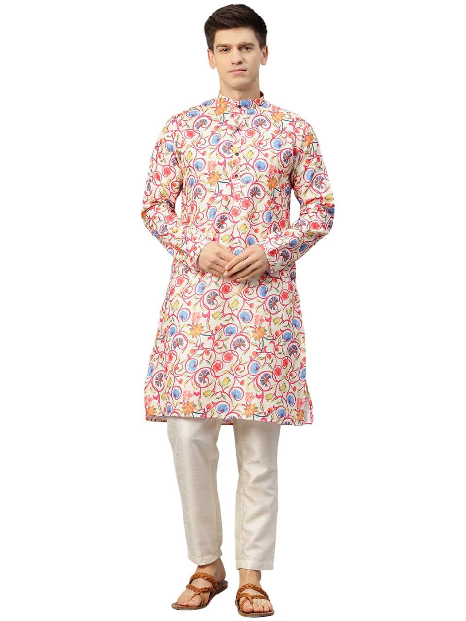 luxrio Printed Kurta for Men Cotton Blend Linen Abstract Print Regular Fit-picture-18