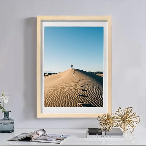 Miniatura 8 de Juego de 2 portarretratos de 12 x 16 pulgadas, madera de roble macizo de 11 x 14 pulgadas con paspartú o de 12 x 16 pulgadas sin paspartú, para