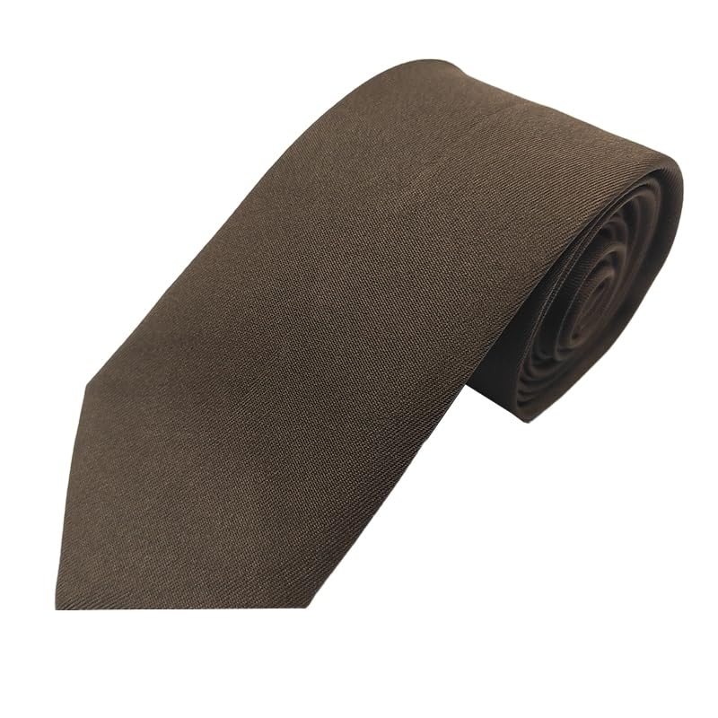 Classic Slik Formal Free Size Microfiber Necktie with a Box for Men -Matte Coffee Solid Tie-image-9