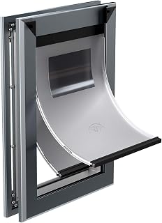 MAVRICFLEX Heavy Duty Large Dog Door Up to 100 lbs - Double Sliding Locks, Energy Efficient Magnetic Flaps, Easy Install on Doors, Dark Gray