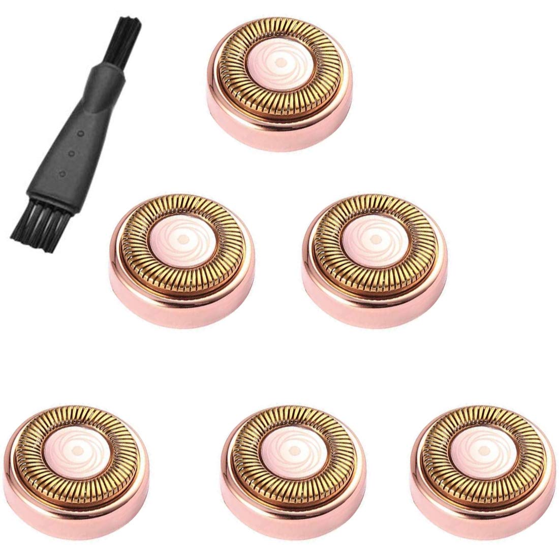 6 Pcs Facial Hair Remover Replacement Heads for Women's Painless Flawless Hair Remover(Only Fit Gen 1) for Good Finishing and Well Touch, 18K Rose Gold-Plated Blade Head With Cleaning Brush -Rose Gold