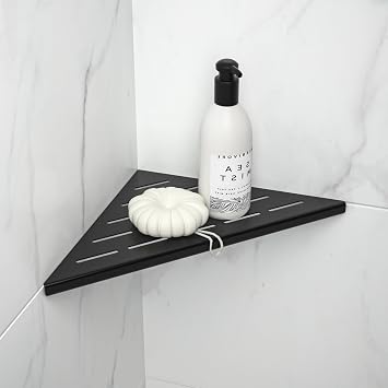 Shower Caddy 304 Stainless Steel,25.4cm Wall Mounted Shower Shelves,Durable Space-Saving Corner Shelf for Bathroom Organizer,Storage Accessory for House Decoration or Renovation,Matt Black,1 Pack