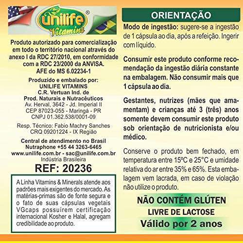 Vitamina K2 Menaquinona Unilife 60 Cápsulas 500mg