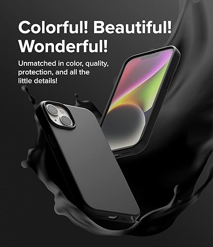 Miniatura 3 de Ringke Funda de silicona compatible con iPhone 14 de 6.1 pulgadas, suave al tacto, delgada, ligera, a prueba de golpes, color negro
