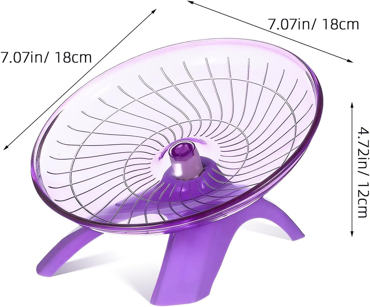 Silent Hamster Wheel and Running Saucer Exercise, Large Violet Plastic Pet Supply for Hamsters, Guinea Pigs, Chinchillas, and Small Animals