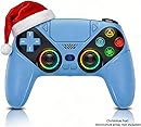 Dinosoo RGB Wireless Controller for PS5/PlayStation 5 PC, Bluetooth Controller with Turbo, Macro, Dynamic Vibration, 6-Axis Motion Control, 3.5mm Audio Jack, 1000mAh Battery, Speaker - Blue