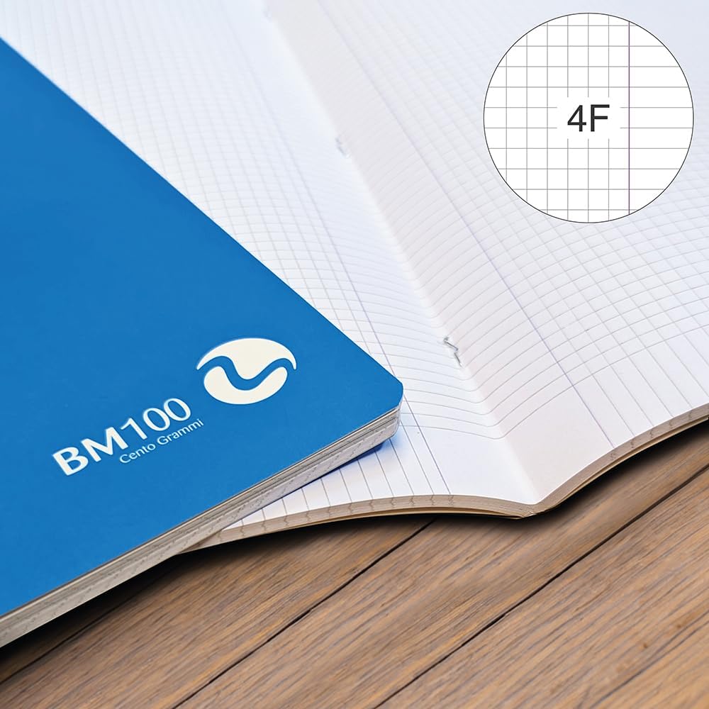 BM BeMore Centus 0101037 Exercise Book A4 4F Ruled 4 mm Squared with Margin Paper 100 g/m² Assorted Colours Pack of 12