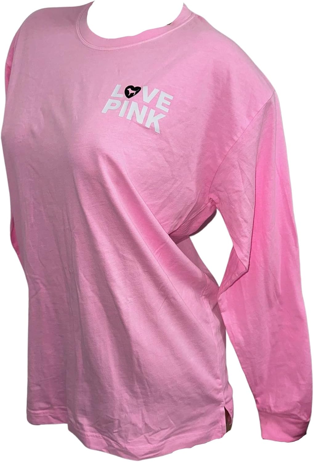 Victoria's Secret Pink Cotton Long Sleeve Campus Oversize Tee/T-Shirt ...