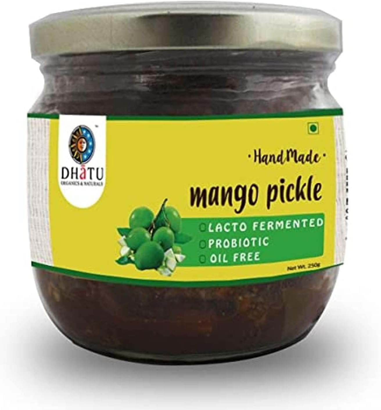 Dhatu By Rootz Organics Refresh Mango Pickle 250 g - Oil Free, Organic Achar, No Synthetic Additives and Preservatives, Kadumanga, Indian Traditional Recipe Homemade Aam Ka Achaar (250 gm)