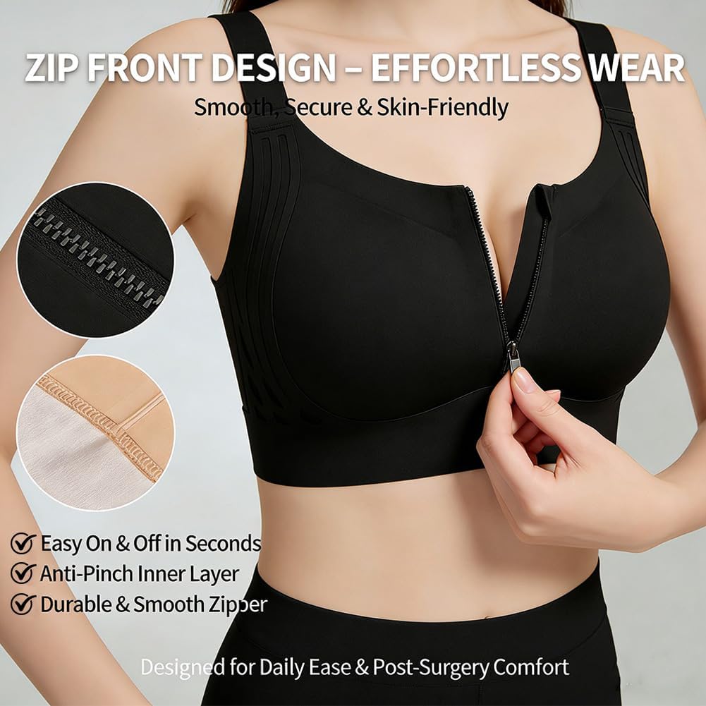 Bra Front Zipper for Women, Wireless Lifting Bra for Large Breasts, Lifting Bra Wireless for Seniors