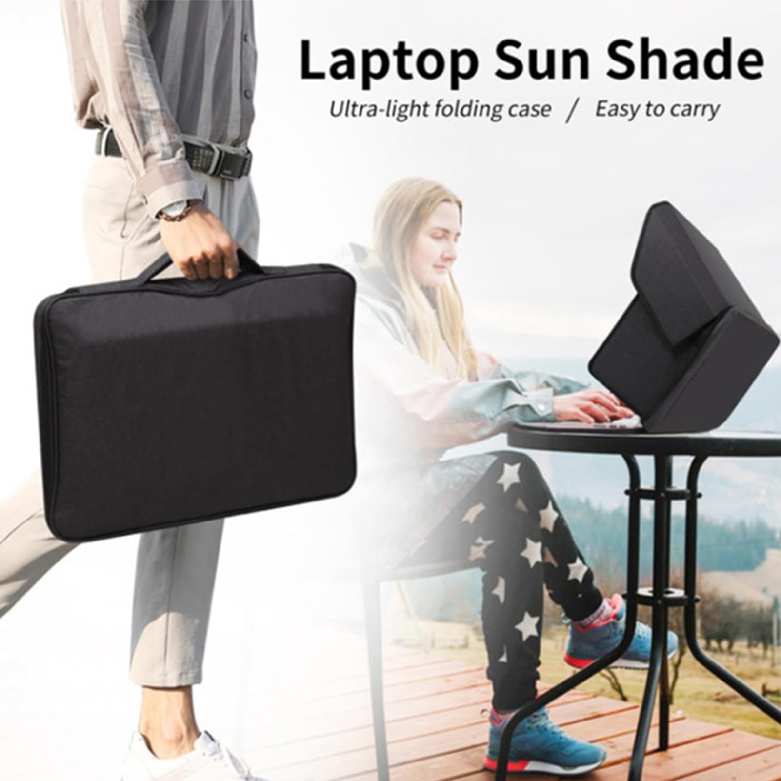 Parasol para Ordenador, Antideslumbrante para Portátil, Capucha con Pantalla De Privacidad Ligero, Ergonómico para Trabajar En El Exterior para 14 Pulgadas, Ángulo Ajustable, Plegable