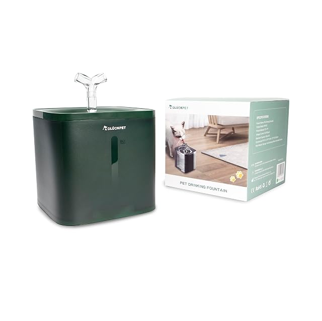 Fuente para Gato, 2L, Verde, Filtro Triple y Bomba de Agua, Certificado CE y RoHS