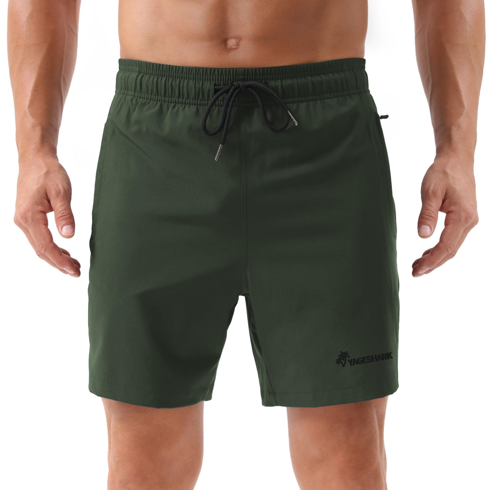 Yageshark Badehose Herren Badeshorts Schnelltrocknend mit Reißverschlusstasche Sommer Atmungsaktiv Wasserabweisend Strandshorts Männer mit Mesh-Futter und Verstellbarem Tunnelzug