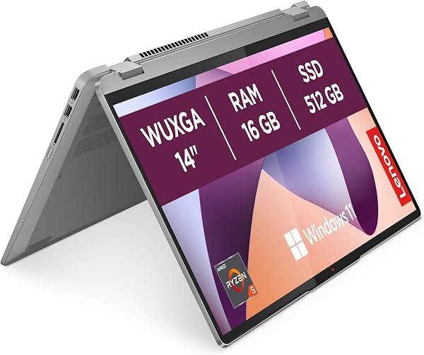 Lenovo IdeaPad Flex 5 Gen 8 Ordenador Portátil Táctil Convertible 14" WUXGA (AMD Ryzen 5 5625U, AMD Radeon Graphics, 16 GB RAM, 512 GB SSD, 60 Hz, Wi-Fi 6, Win 11 Home) Teclado QWERTY Español – Gris - 1
