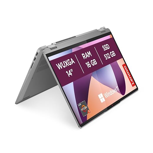 Lenovo IdeaPad Flex 5 Gen 8 14" WUXGA Convertible Touch Laptop (AMD Ryzen 5 5625U, AMD Radeon Graphics, 16GB RAM, 512GB SSD, 60Hz, Wi-Fi 6, Win 11 Home) Spanish QWERTY Keyboard - Grey