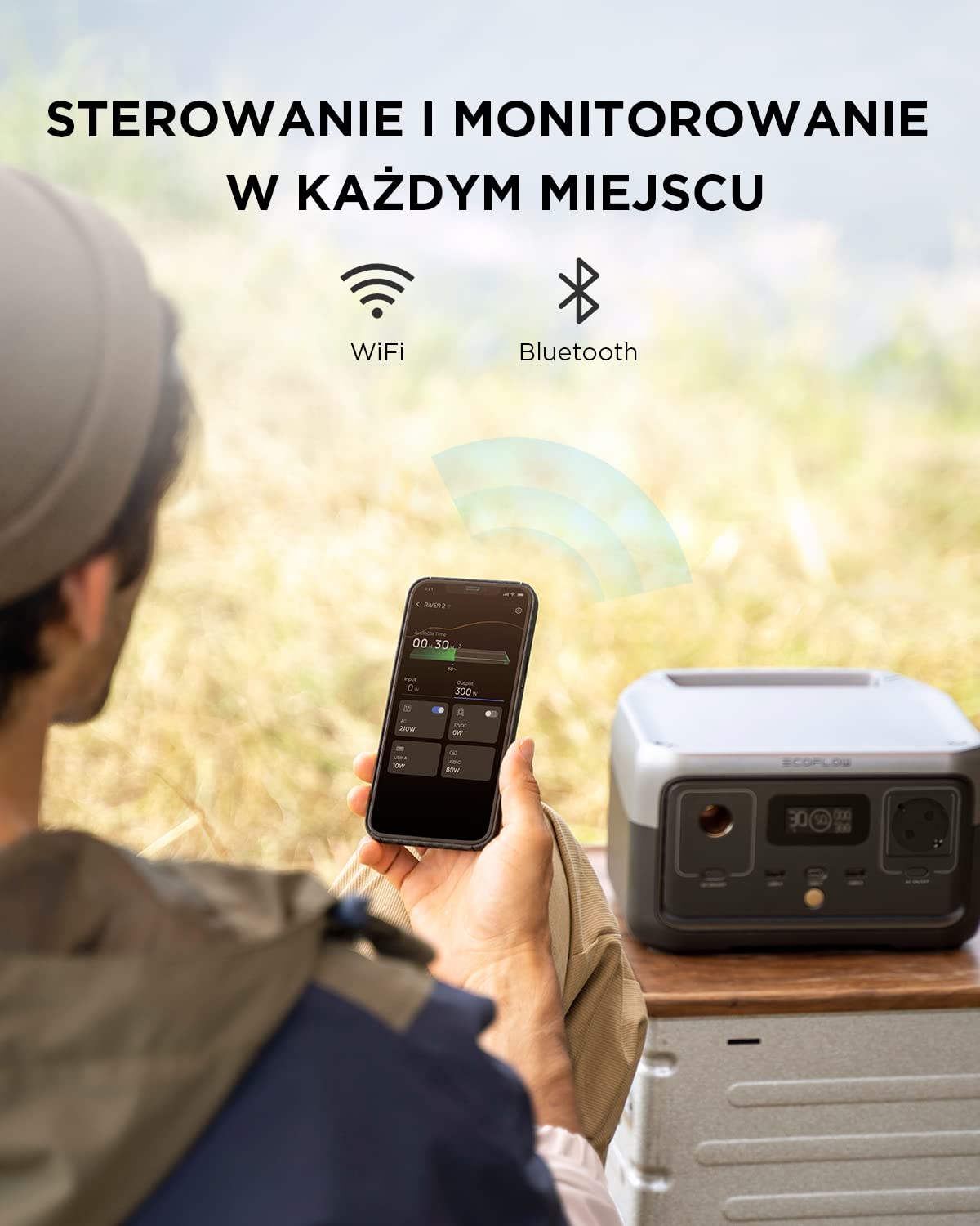 EF ECOFLOW Przenośna stacja zasilania RIVER 2, bateria LiFeP04 256 Wh, szybkie ładowanie w 1 godz., moc wyjściowa do 600 W, generator słoneczny, do użytkowania na kempingu