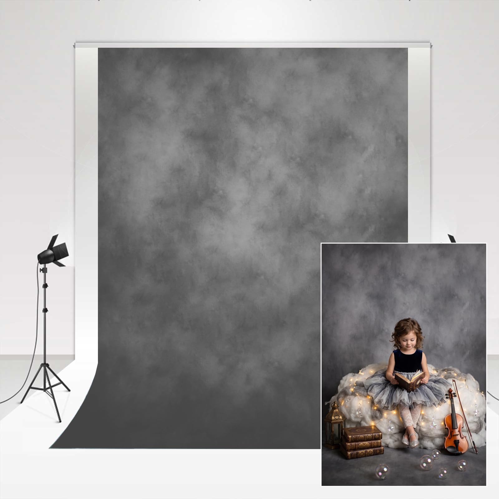 Kate Black Grey Gradient Backdrop Photography 2x2m Retro Soft Mirofiber Recién Nacido Accesorios de Fotografía Fotografía de Boda Estudio de Fondo Fondo Plegable Color de Fondo