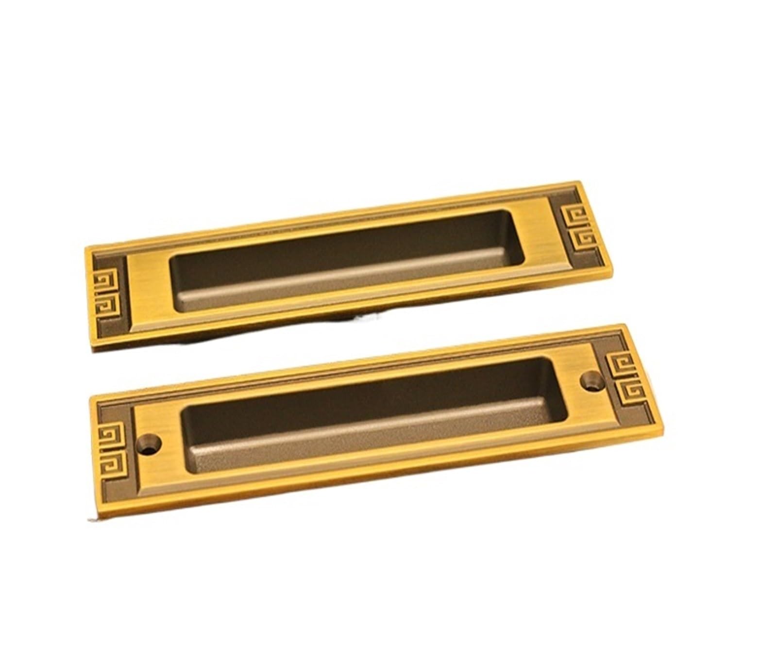NYRXRYTCA Chinese Retro Sliding Door Lock Indoor Cabinet Wooden Door Double-Sided Sliding Door Lock Bathroom Balcony Flat Push Button European Style(KS02 yellow bronze)