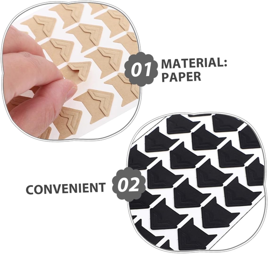 FUOYLOO 16 Sheets Scrapbook Corner Stickers and Photo Album Adhesive Corners, Self-Adhesive Paper Mounting Protectors for DIY Albums, Crafts, and Memory Books