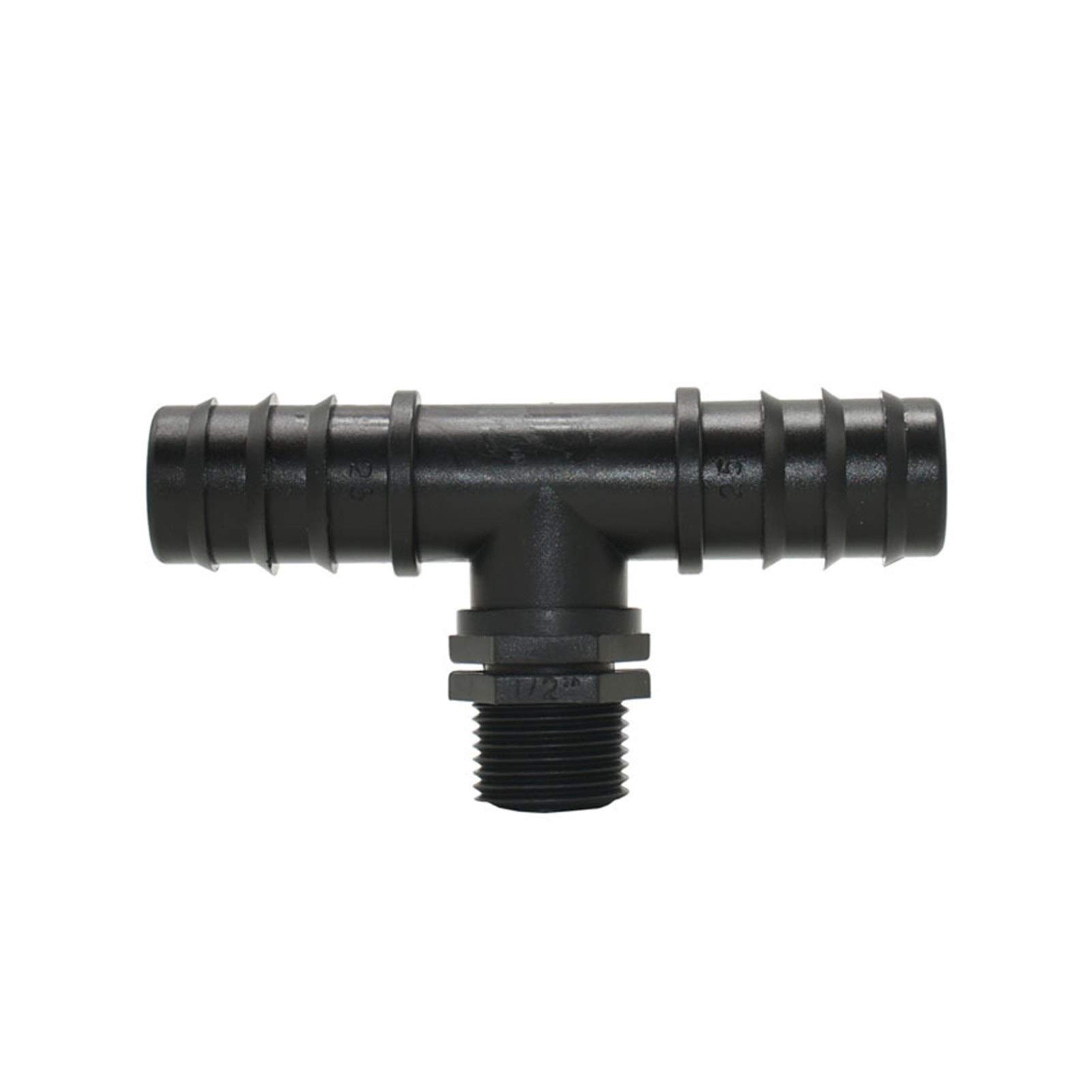 XINHUI Garden Hose Tap Connector Garden Hose 25mm To 1/2" Male Thread Tee Joint G1/2 To DN20 Hose 2-way Tee Barb Joint 2pcs (Color : 1I2 x 25 hose)