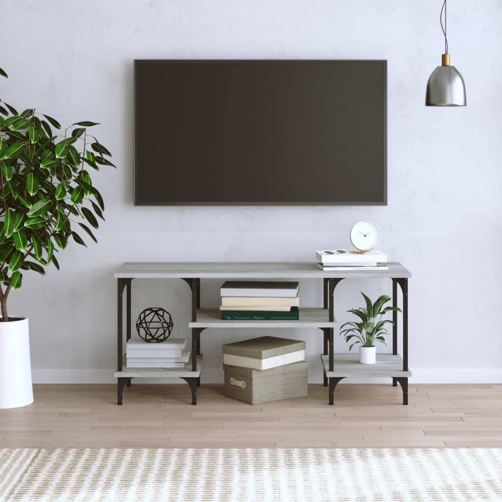 Homgoday Szafka telewizyjna Sklejka Sonoma szara 102x35x45,5 cm, szafka pod telewizor salon jadalnia stół kawowy telewizor sprzęt muzyczny szafa meble telewizor meble