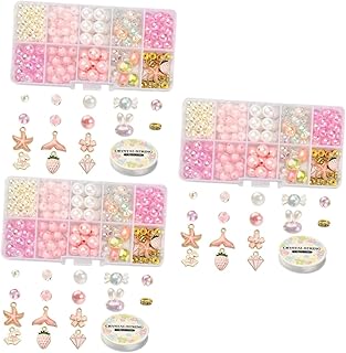 Sewroro 3 Conjuntos De Material De Miçangas Kit De Enchimento De Vaso De Pérolas Para Meninas Pulseira Contas De Pérolas Com Furos Para Fazer Joias Kit De Fabricação De Pulseira De