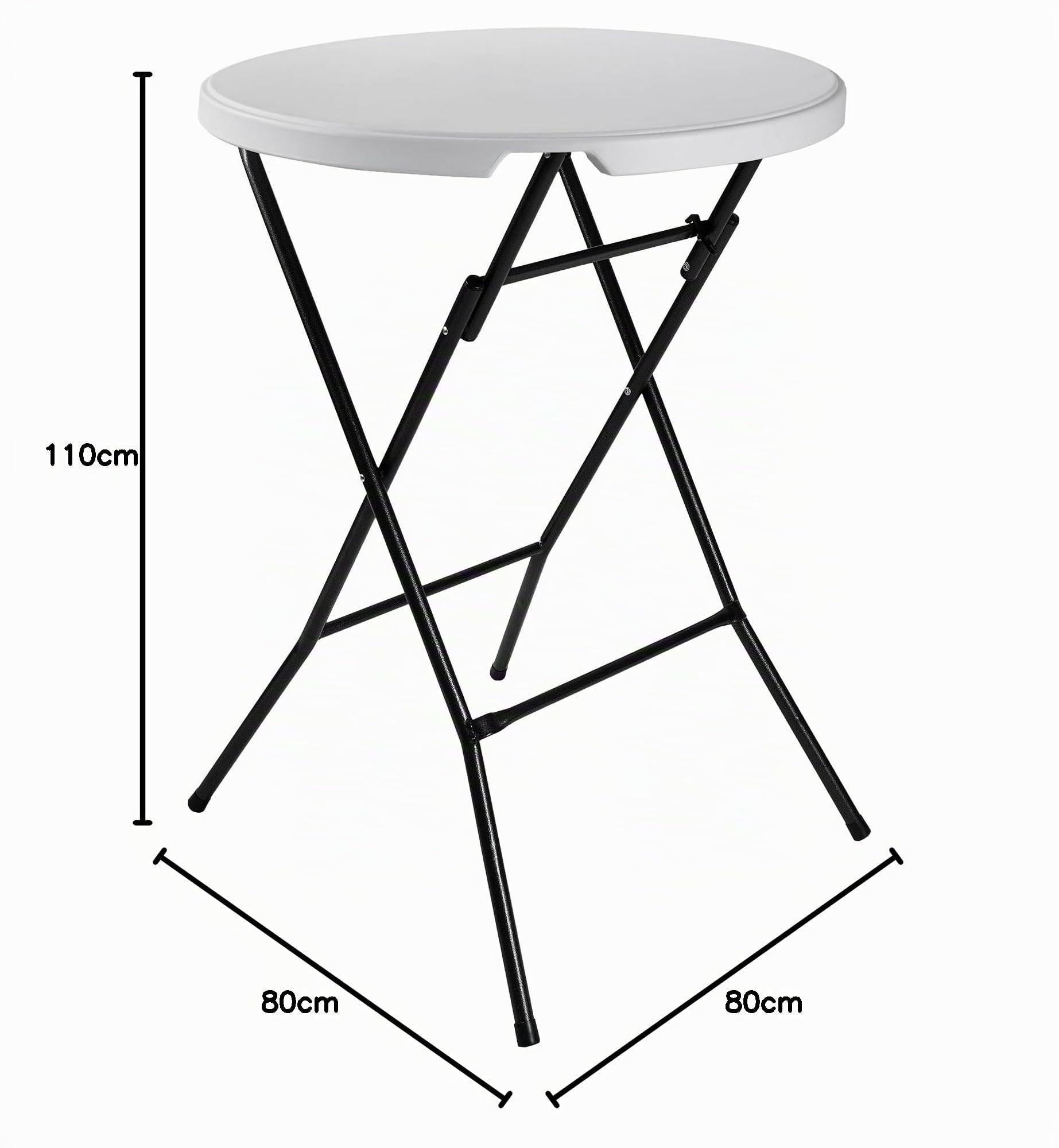 Cofan Mesa Alta Plegable Redonda de Catering | Color: Blanco | Adecuada para Interior y Exterior | Medidas: Ø 80 x 110 cm