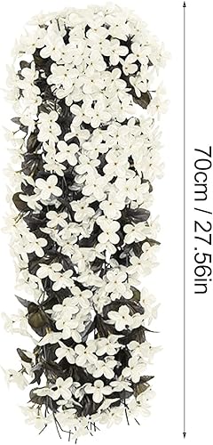 Miniatura 2 de FRAKYEN Flores colgantes artificiales para primavera y verano, flores violetas, plantas colgantes falsas, guirnalda de vid, ramo de flores de