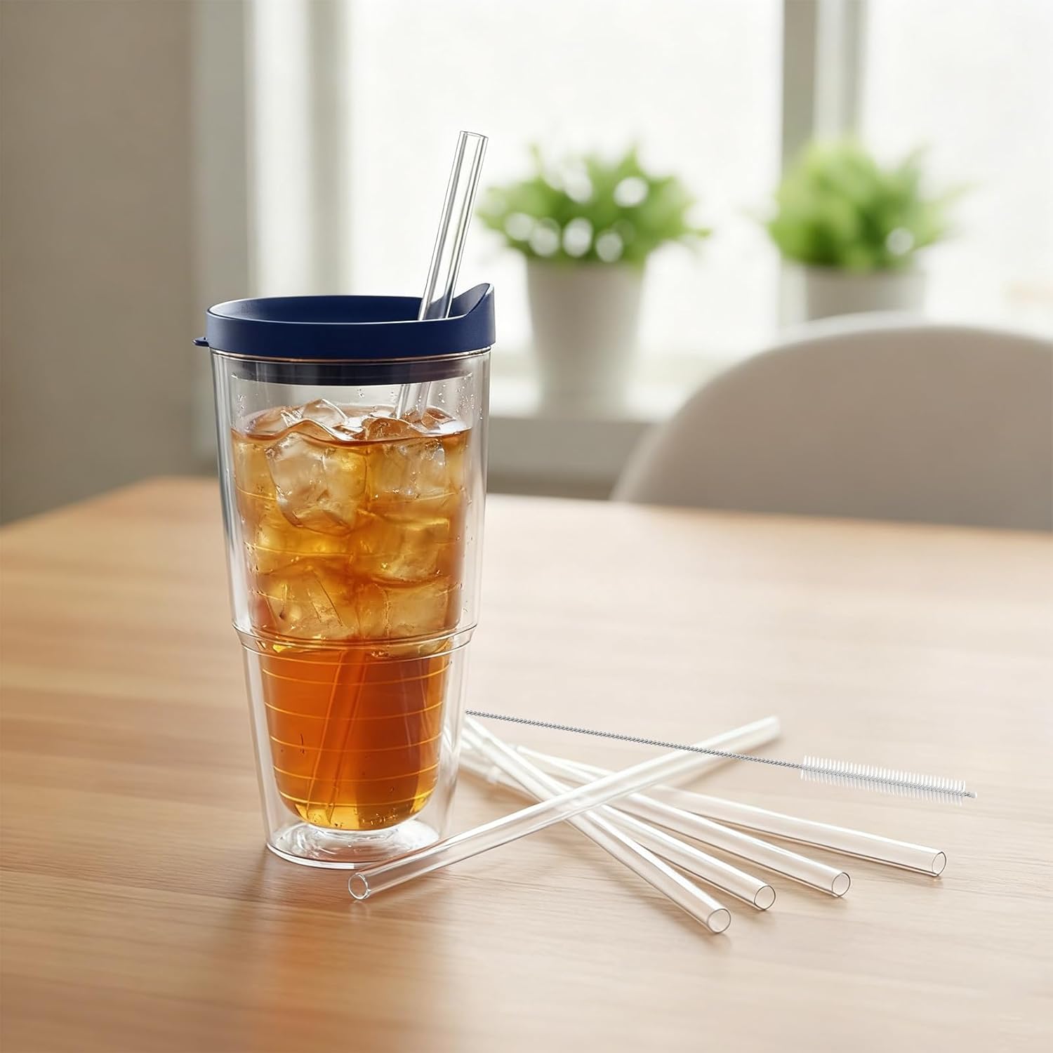 Straws for 24 oz Tumbler Compatible with Tervis,Reusable Food Grade Platsic Straws Compatible with Tervis,6PCS with 1 Cleaning Brushes,Clear - Image 7
