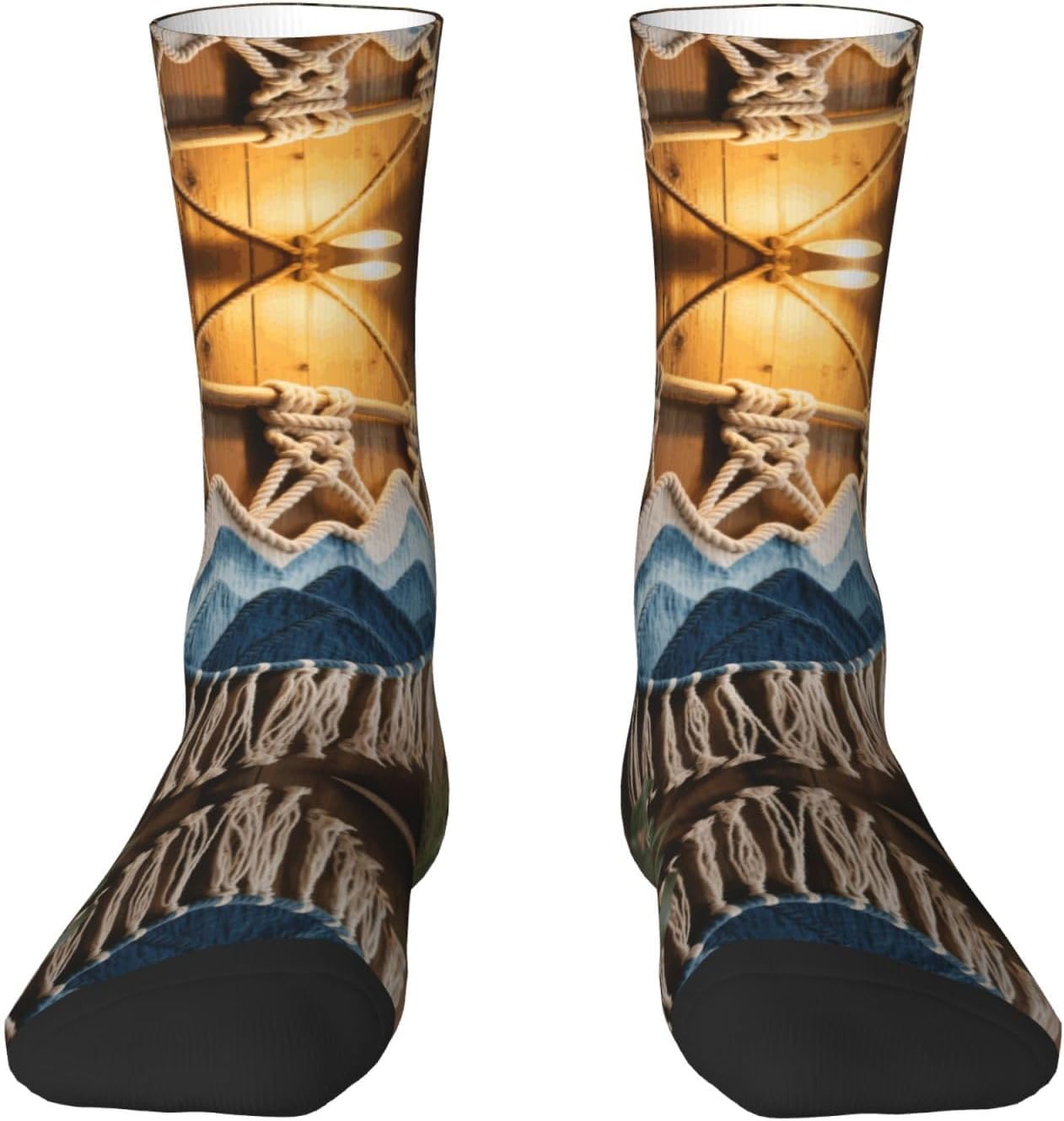 Calf Socks Casual Above Ankle Sock Mountain Dip-Dyed MacrameCrew Socks for Men Women Moisture Wicking Cushion Sports