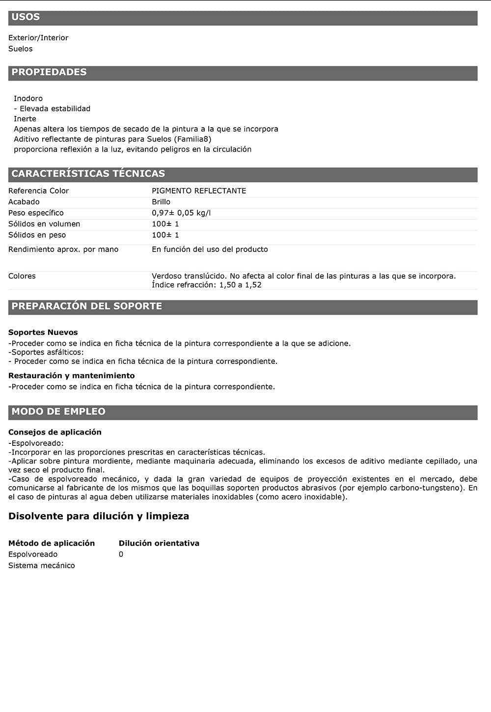 Aditivo para Pinturas de Suelo, Señalización, Deportivas. Pigmento Reflectante (1kg)