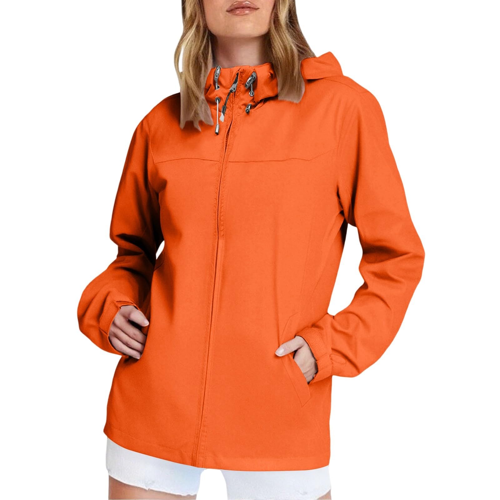 Giacca Antipioggia Da Donna, Leggera, Con Cerniera, Antivento, Cappuccio Cappotti Lungo Cappotto Donna Regenjacke Damen Pioggia Montagna Antivento Canadian A Vento Cerata Canadese