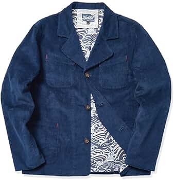 Amazon | [karaku] 裏和柄・沖浪裏 藍染コーデュロイフレンチワーク