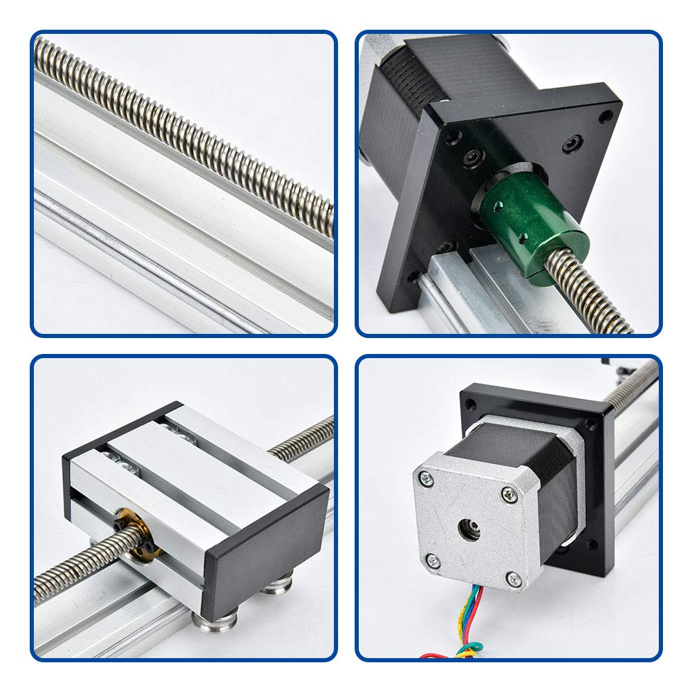 Śruba śrubowa Xtevu, 0808 Pojedyncza linia szkiełkowa z 57 silnikiem, aluminium stopu z aluminium Trapezoidalny Poradnik do CNC i automatyzacja (0808 Tornillo, rango efectivo 300)