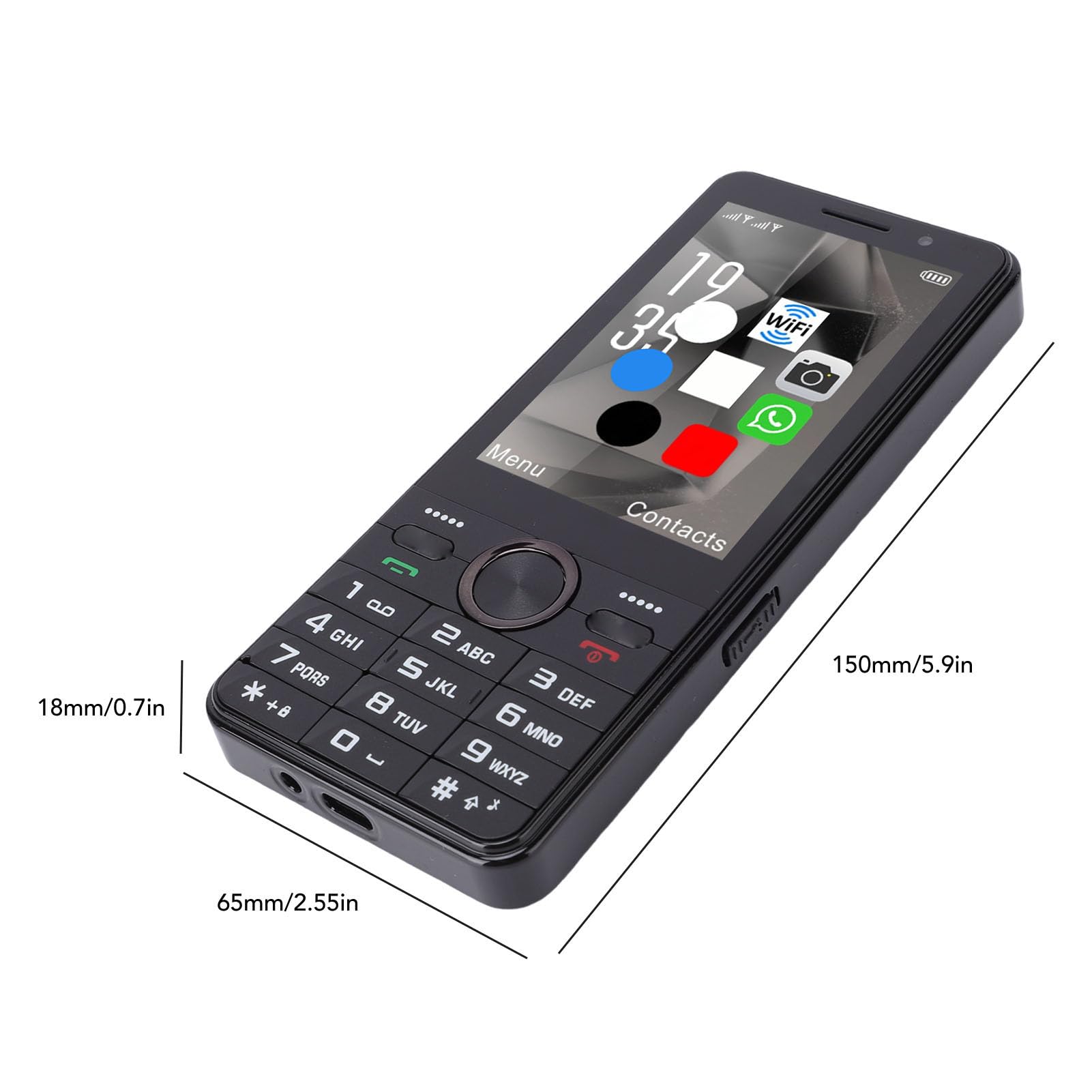 Tonysa Telefono Sbloccato 4G 2G 3G 4G Telefono Cellulare Doppia Scheda SIM Touch Screen HD da 3,5 Pollici Tasti Grandi WiFi Bluetooth 8.1 con Batteria da 2500 MAh per Anziani Viaggi (BLACK)