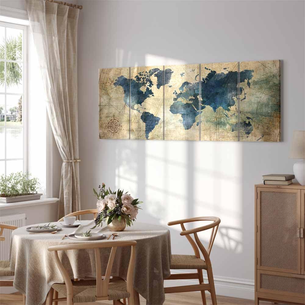 murando - Quadro Acustico Mappamondo 5 pezzi schiuma acustica Quadri Moderni Grandi - Camera da Letto Matrimoniale - Stampa su Tela - Pannelli Fonoassorbenti Decorativi - Fonoassorbente