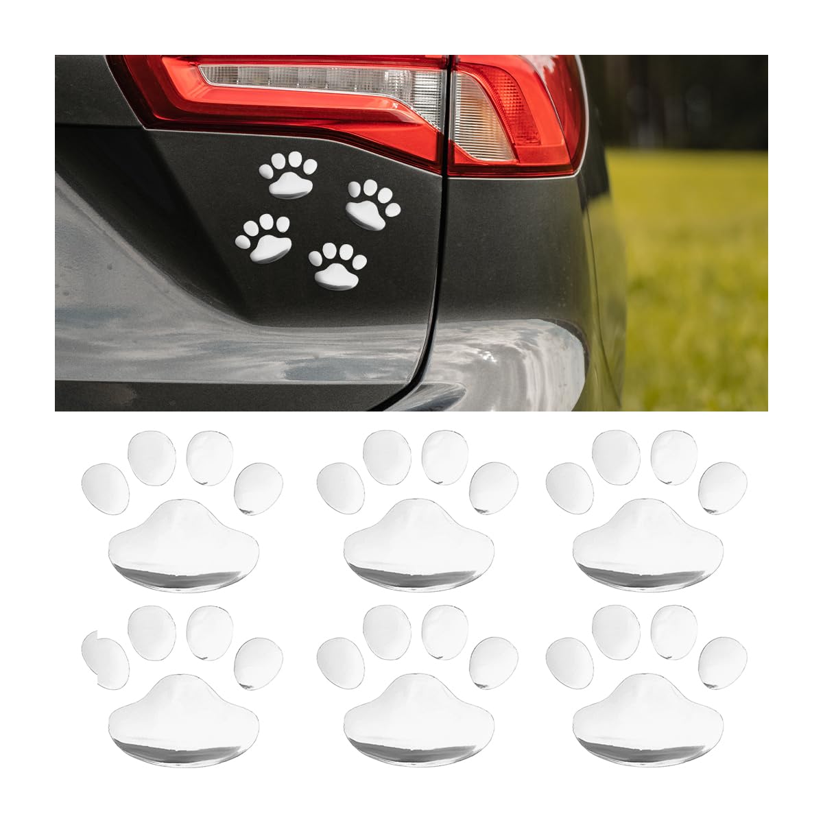 Autocollants Voiture Pattes D'Ours 6Pièces - Décalcomanies 3D PVC - Décorations Pour Carrosserie