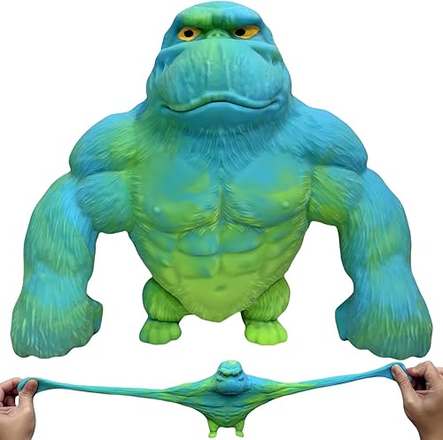 YHan Juguete Fidget de Gorila Súper Elástico (Azul-Verde) Mono Elástico - Divertido, Suave y Perfecto para Apretar para Aliviar el Estrés - Regalo