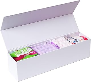Girl Stuff, Tampon Holder for Bathroom, Pad and Tampon Organizer for Bathroom, Feminine Product Organizer, Tampon Case, Tampon Storage for Bathroom, Girl Stuff Period Box (White,12"x3"x3")