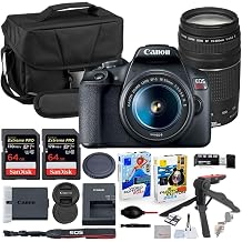 Canon EOS Rebel T7 DSLR Camera with 18-55mm & 75-300mm Lens Bundle with Canon 200ES EOS Shoulder Bag + 2X 64GB Extreme Memory Cards + Accessory Kit