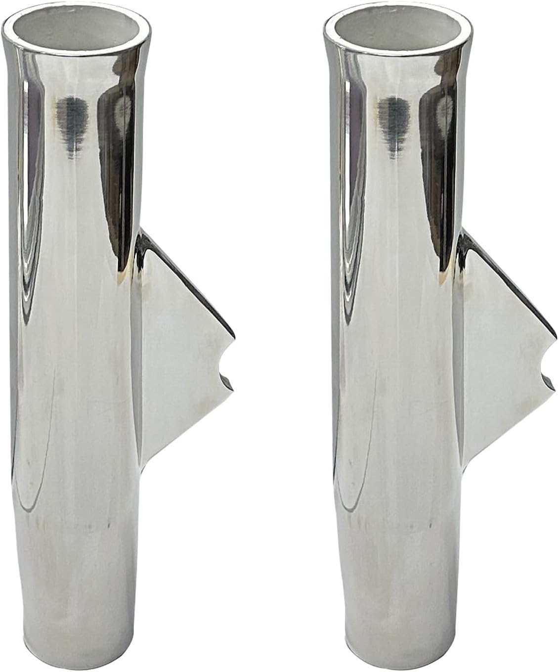 JT-HLM 2Pcs Boat Stainless Steel Fishing Rod Holder Coped Blade Angeled & Flared with 1-3/4'' Inner Diameter White Liner Rod Holder